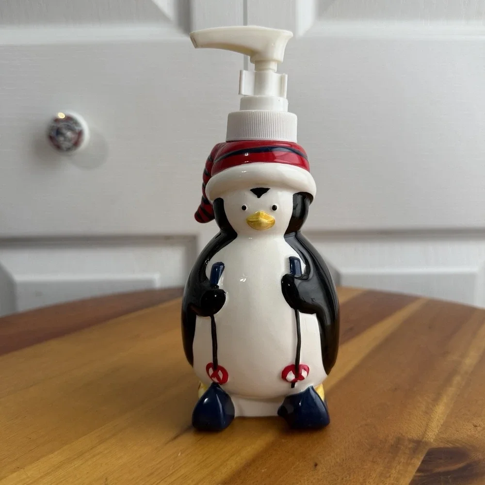 Skiing Penguin Soap Dispenser Taiwan Christmas Winter Refillable Gifting Holiday